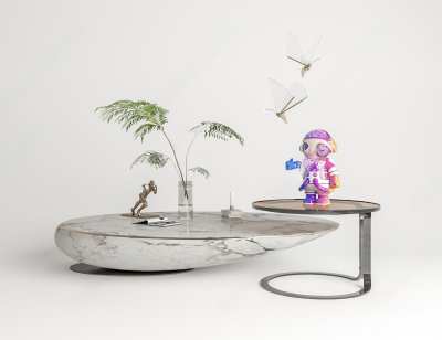 现代茶几3D模型下载